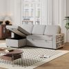 85.8" Pull Out Sleeper Sofa L-Shaped Couch Convertible Sofa Bed with Storage Chaise And Storage Racks,With USB Port And T-pyce Port