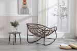 Outdoor Rattan Rocking Chair,Padded Cushion Rocker Recliner Chair Outdoor for Front Porch, Living Room, Patio, Garden, Orange
