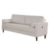 Contemporary Style Off-White 1pc Sofa Leatherette Upholstered w USB Bench Style Seating Bolster Pillows