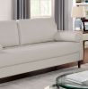Contemporary Style Off-White 1pc Sofa Leatherette Upholstered w USB Bench Style Seating Bolster Pillows