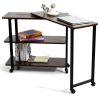 360¬∞ Free Rotating Sofa Side Table with Storage Shelves and Casters