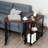 360¬∞ Free Rotating Sofa Side Table with Storage Shelves and Casters